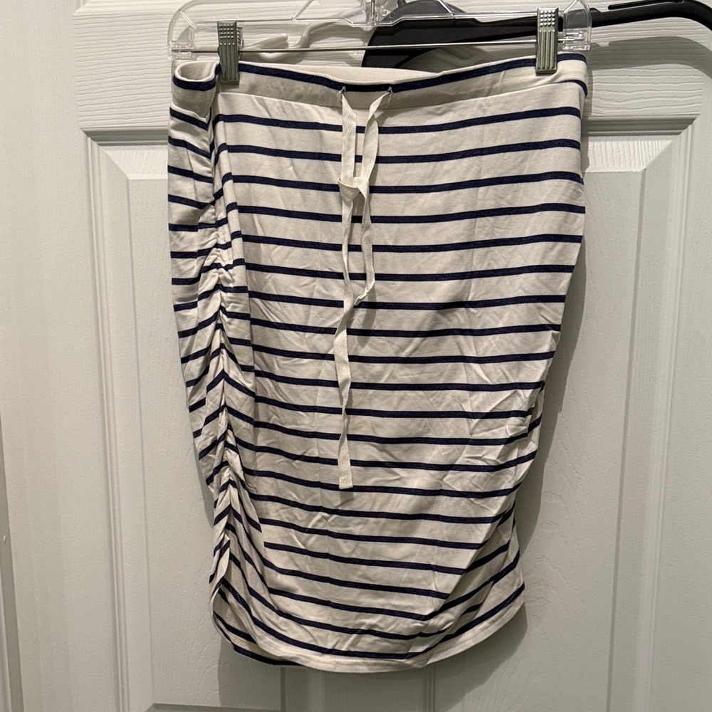 LOFT Navy and White Striped Pencil Skirt